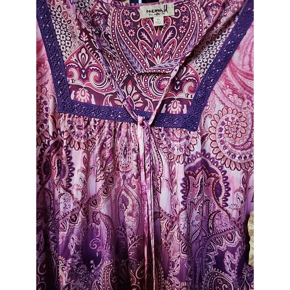 One World Womens Medium Blue Paisley Printed Tshirt Tunic Top NWT B7 Excellent - Picture 2 of 6